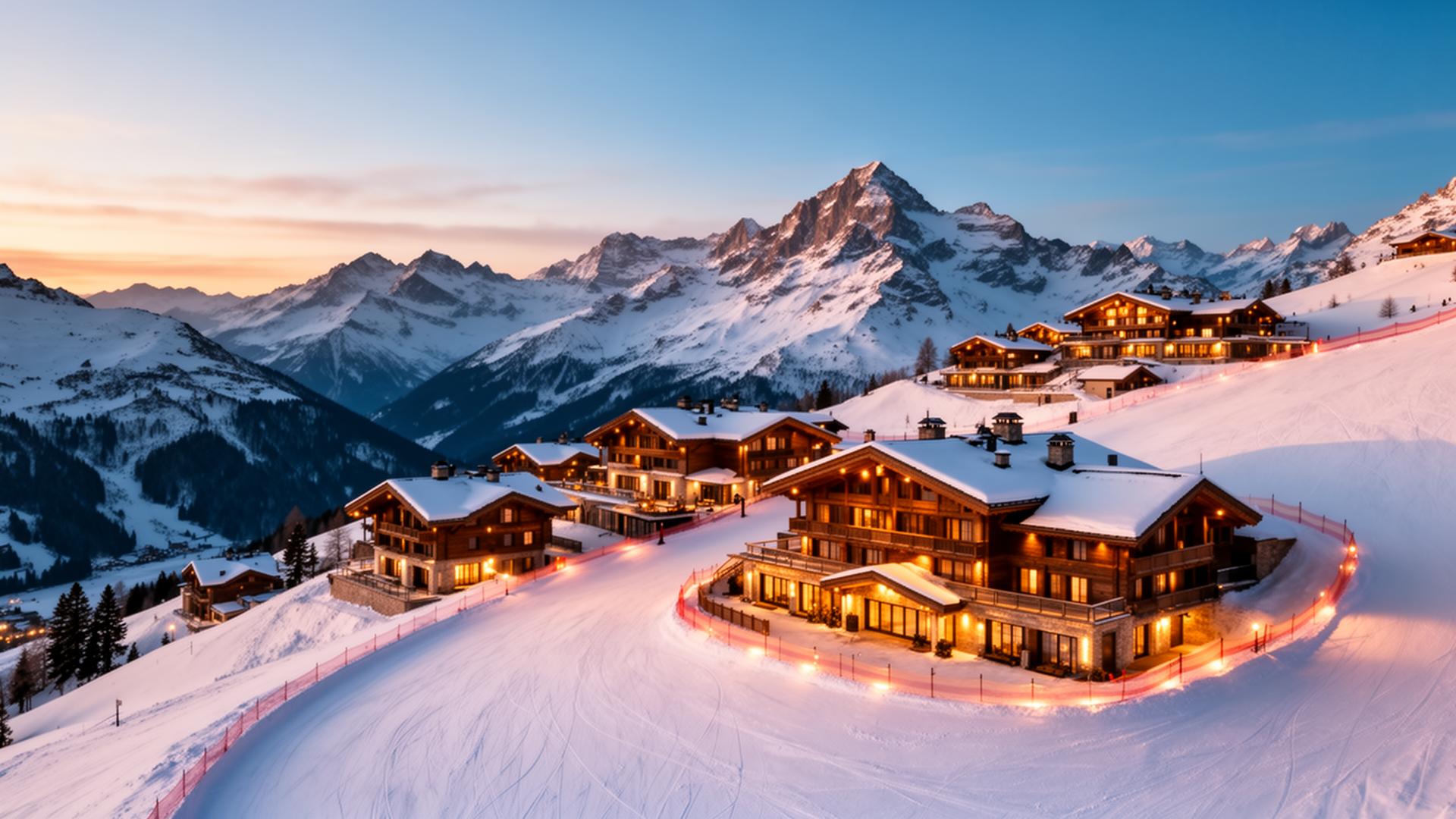 French Alps panorama at golden hour